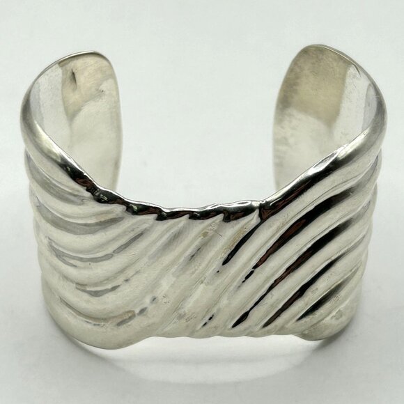 Los Ballesteros Heavy 925 Sterling Silver Modernist Cuff Bracelet - Picture 1 of 7
